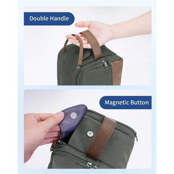 Mens Toiletry Bag Travel Dopp Kit Shaving Bag Waterproof Canvas Organizer Case - Picture 6 of 7